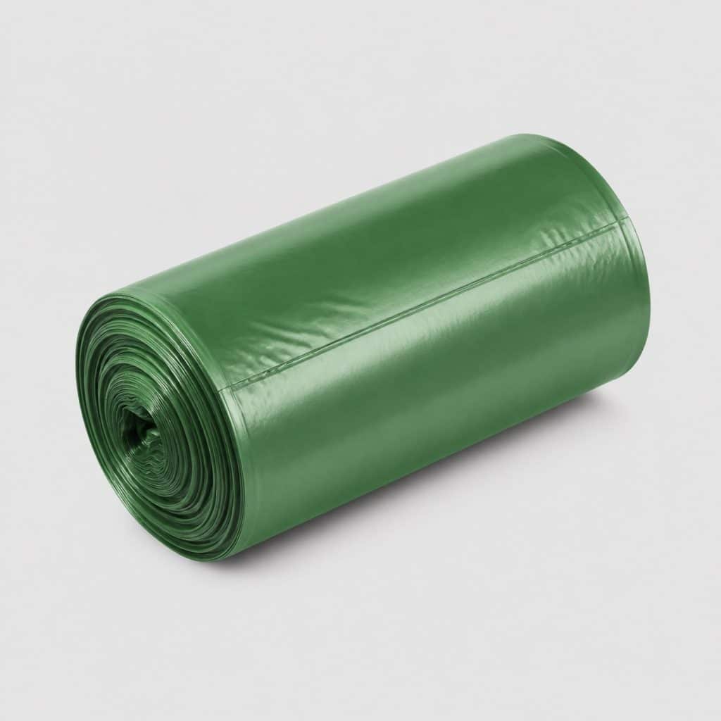 Sac poubelle 50 litres opaque vert, vue du rouleau